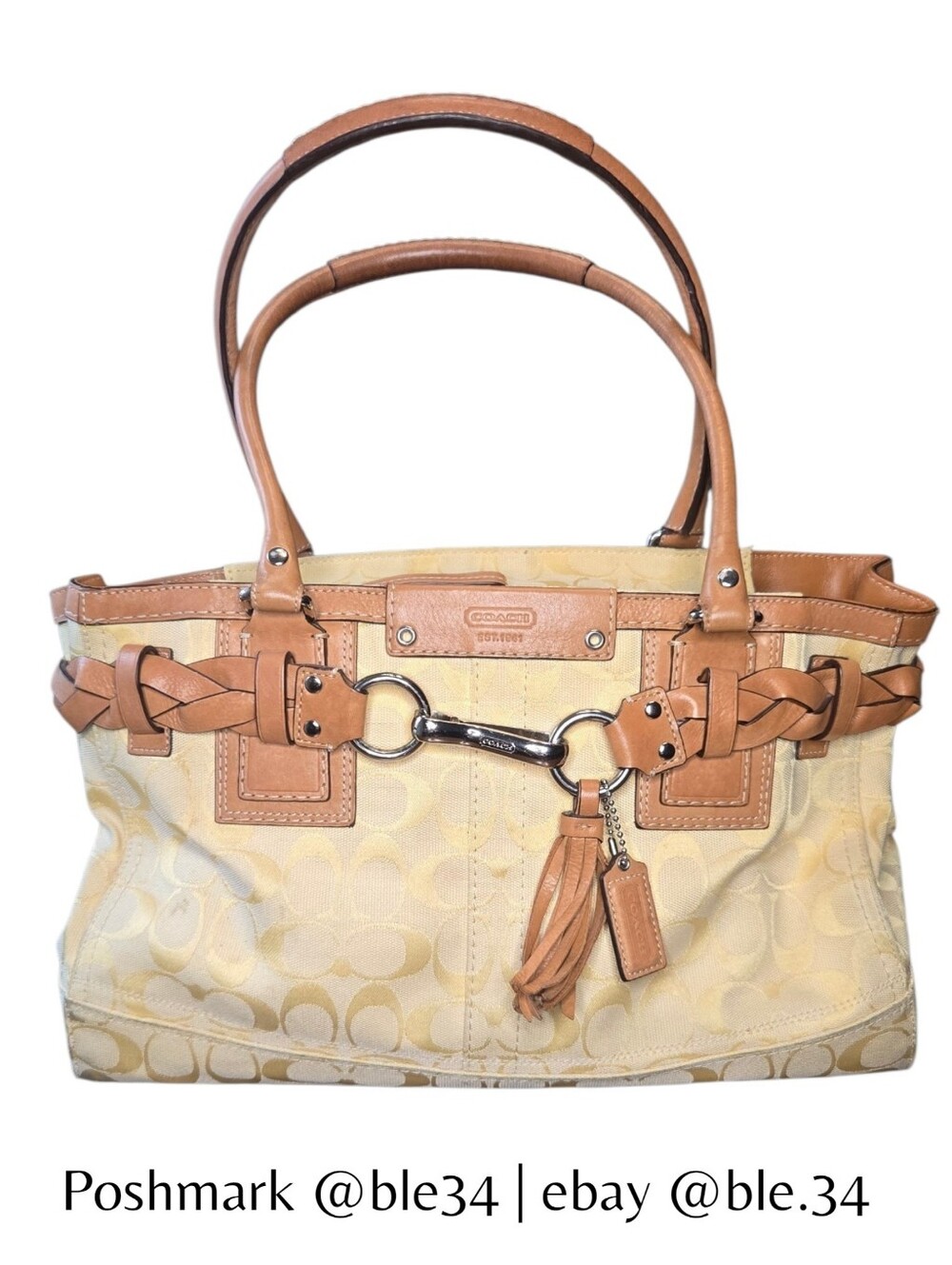 Vintage Y2K COACH Hampton Signature Yellow Carryall Satchel Purse